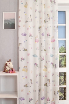 Rainbow - Unikornisos gyerekszobai fényáteresztő függöny egyedi méretre varrva