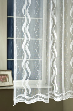 Fehér, hullámmintás jacquard függöny egyedi méretre varrva