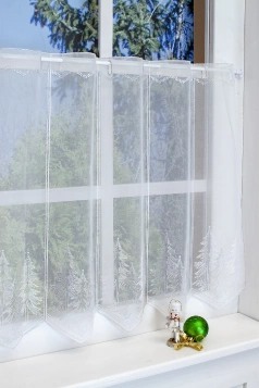 Fehér-ezüst hímzett karácsonyi vitrázs függöny egyedi méretre varrva