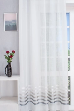 JASMIN/01/140x245-K Bordűrös, ezüst, szürke  csíkos, fehér sablet készfüggöny 140x245 cm, ólomzsinórral egyedi méretre varrva