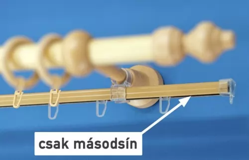 Másodsín kampókkal fa karnishoz, bézs, 210 cm