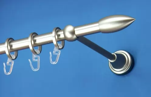 Fém függönykarnis-garnitúra, jégcsap végzáróval, egysoros, matt króm, 120&nbsp;cm, átm. 16 mm