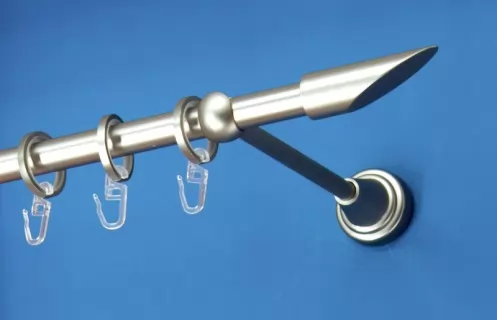 Fém függönykarnis-garnitúra, rúzs végzáróval, egysoros, matt króm, 120&nbsp;cm, átm. 16 mm