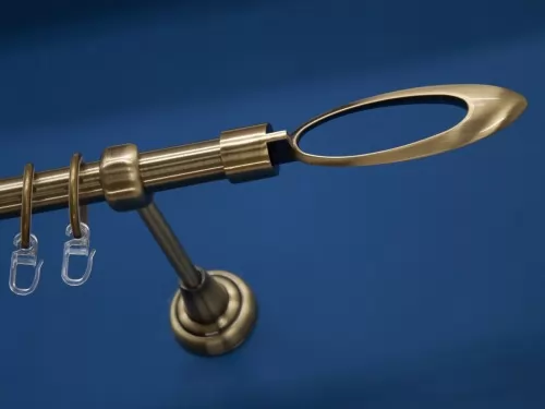 Omikron antik arany egysoros fém függönykarnis-garnitúra, 160 cm, átm. 19 mm