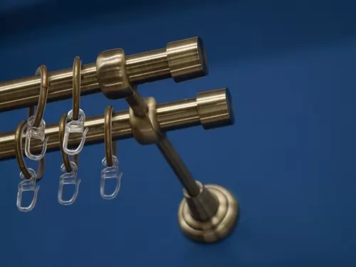 Alfa antik arany kétsoros fém függönykarnis-garnitúra, 200 cm, átm. 19 mm