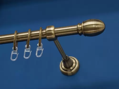 Lambda antik arany egysoros fém függönykarnis-garnitúra, 160 cm, átm. 19 mm