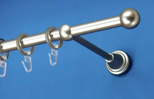 Fém függönykarnis-garnitúra, golyó végzáróval, egysoros, matt króm, 200&nbsp;cm, átm. 16 mm