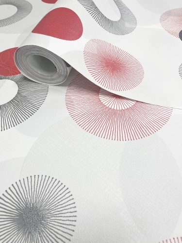 Bordó és szürke színű, körmintás vlies tapéta, UV álló, Erismann 10116-06