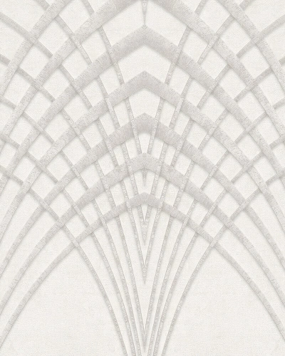 Vlies tapéta, Marburg Modernista/Urban Spaces 32254 Art Deco hegyes ívek szürkésfehér szürkésbézs arany fénylő mintafelületű tapéta