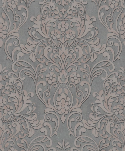 Vlies tapéta, Marburg City Glam/Urban Spaces 32604 Klasszikus barokk díszítőminta sötétszürke ó-rózsaszín/roségold