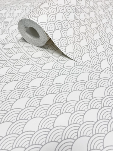 Seigaiha - japán hullám mintás vlies tapéta, Rasch 621037