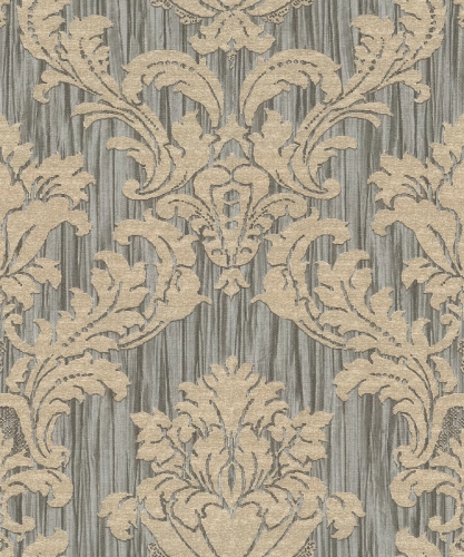 Barna-bézs színű barokk mintás Vlies-vinyl tapéta, Maison Luxe 17725