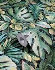 Zöld színű filodendron mintás vlies tapéta, Marburg Botanica, 33304