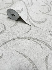 Szürke alapon fényes indás tapéta, Rasch 467611